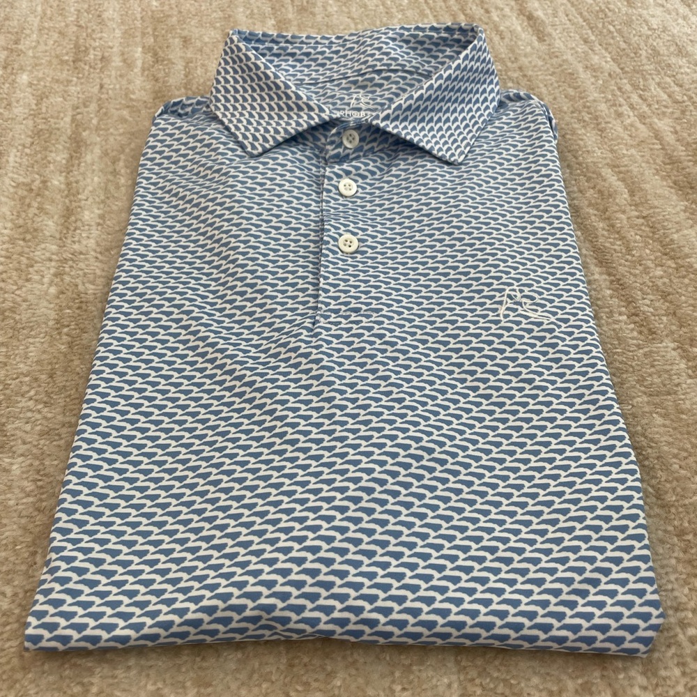 Rhoback Blue and White Patterned Polo Shirt